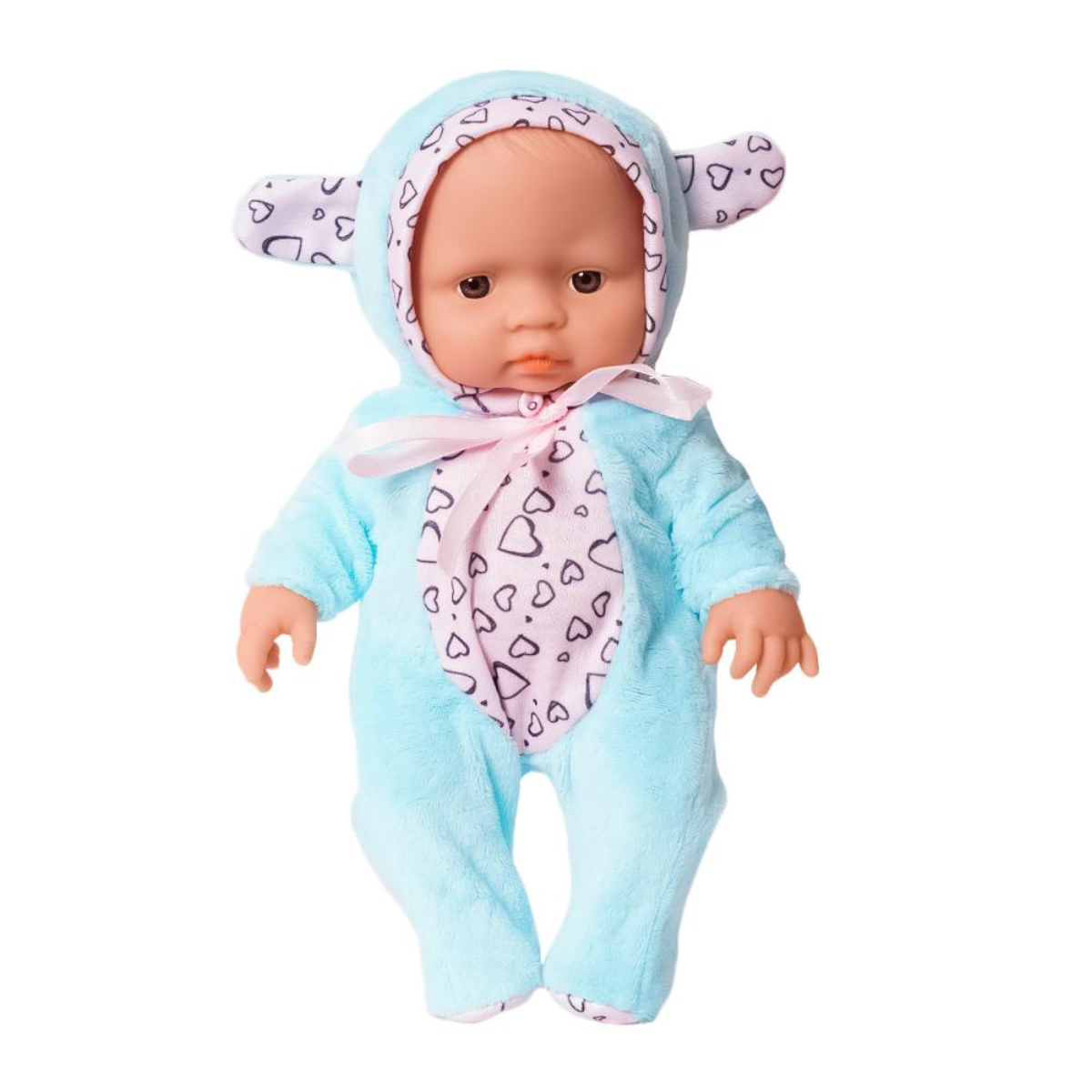 Babypop in blauw pakje 25cm