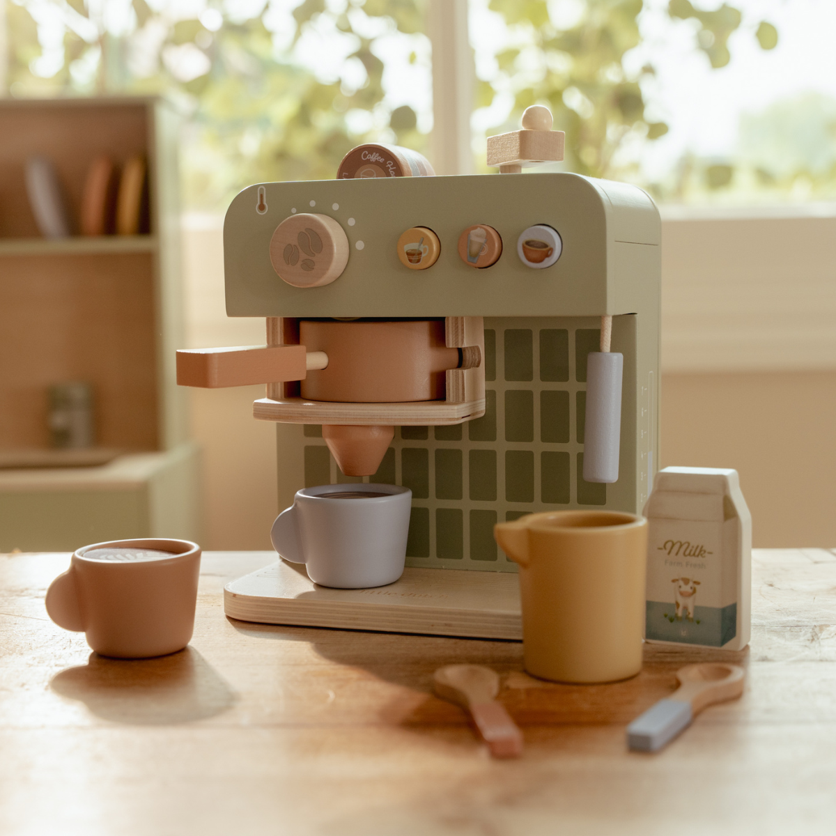 Houten koffiezetappparaat