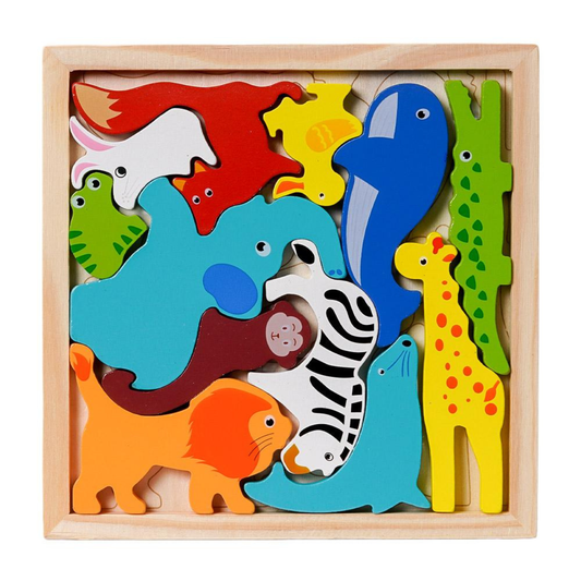 Houten vormen puzzel dieren