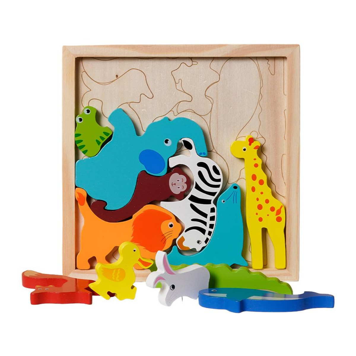 Houten vormen puzzel dieren