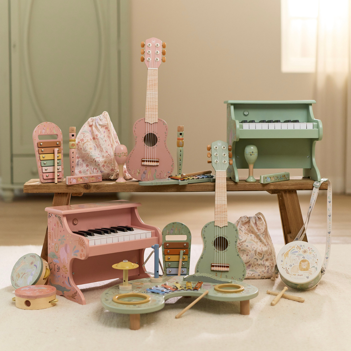 Houten gitaar - Roze - Safari Friends