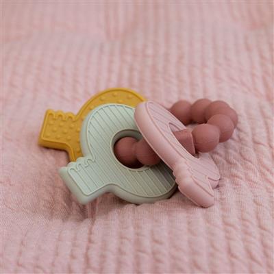 Siliconen Bijtspeeltje sleutelbos roze