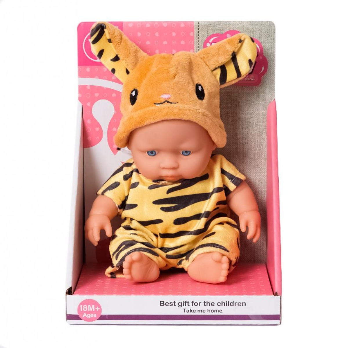 Babypop in tijger pakje - 20 cm