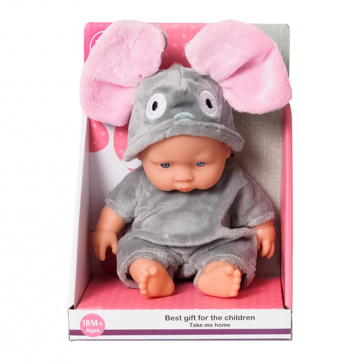 Babypop in olifanten pakje - 20 cm