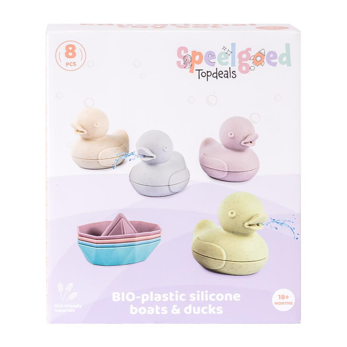 BIOplastic Badeendjes met bootjes pastel 8-delig
