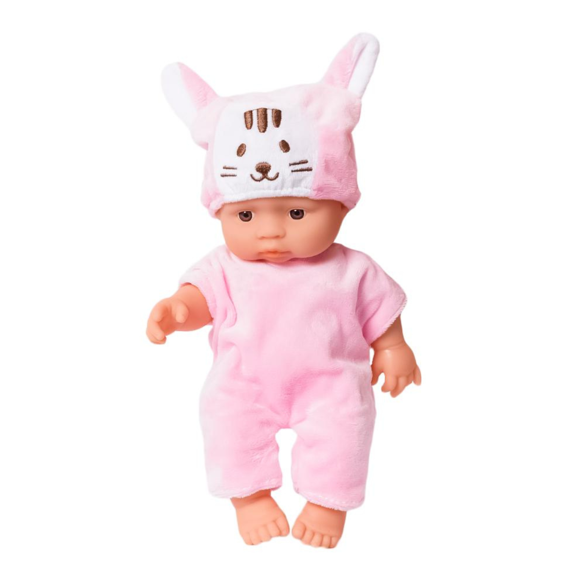 Babypop in katten pakje - 25 cm