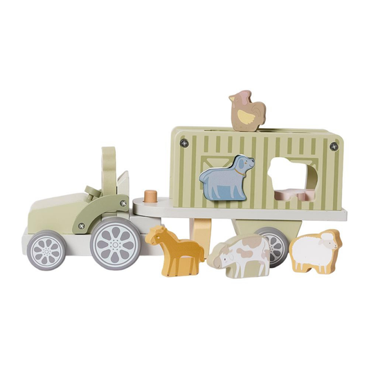 Houten Boerderij Safari Truck - pastelkleur