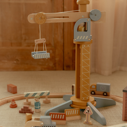 Houten hijskraan set