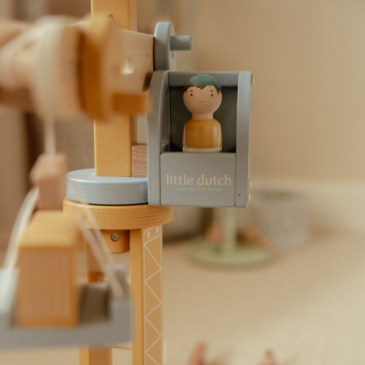 Houten hijskraan set