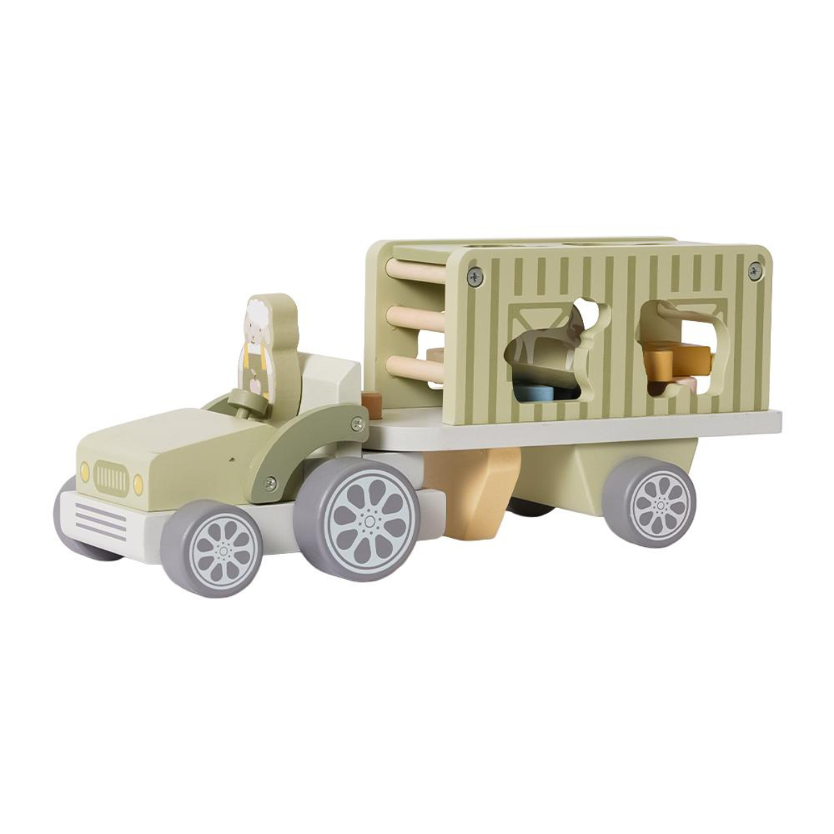 Houten Boerderij Safari Truck - pastelkleur
