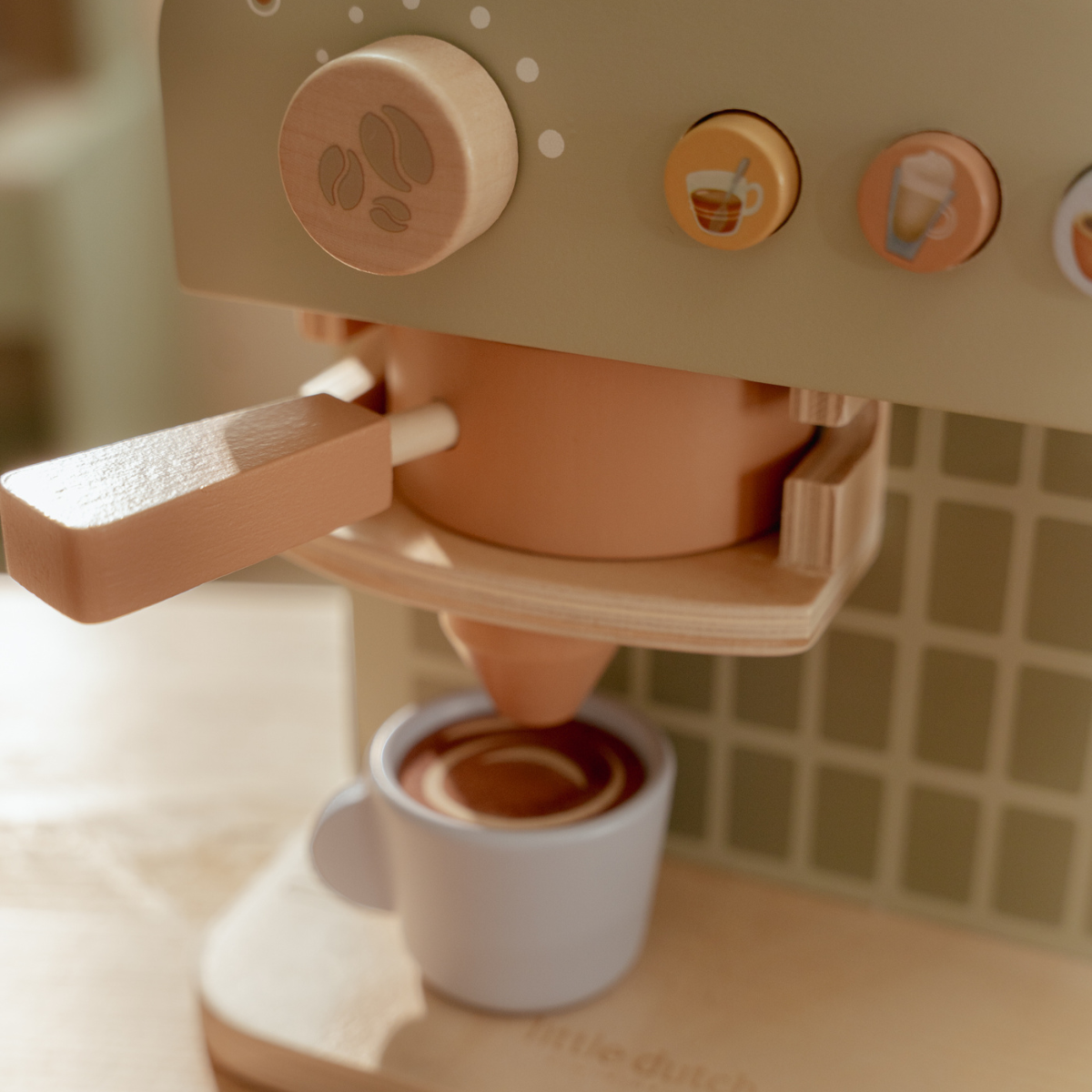 Houten koffiezetappparaat